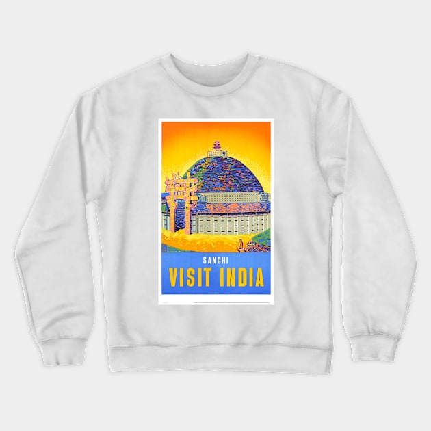 Vintage Travel Poster Visit India Crewneck Sweatshirt by vintagetreasure